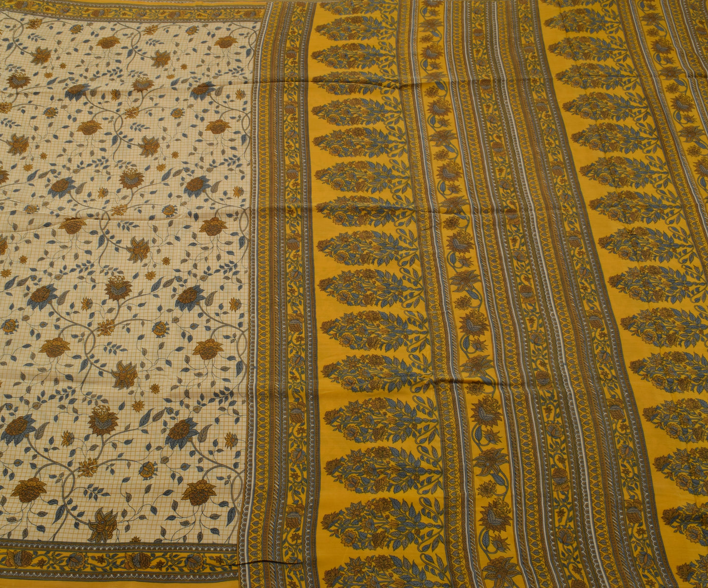 Sushila Vintage Light Brown Saree Pure Crepe Silk Printed Floral Soft Fabric