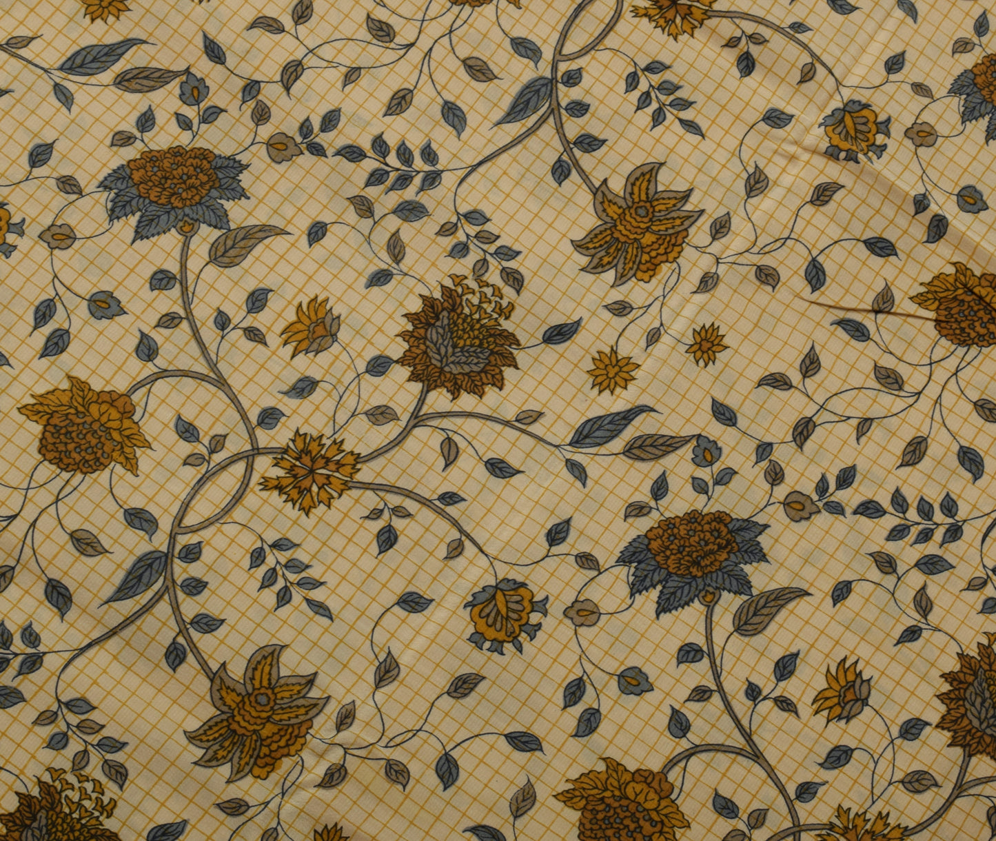 Sushila Vintage Light Brown Saree Pure Crepe Silk Printed Floral Soft Fabric