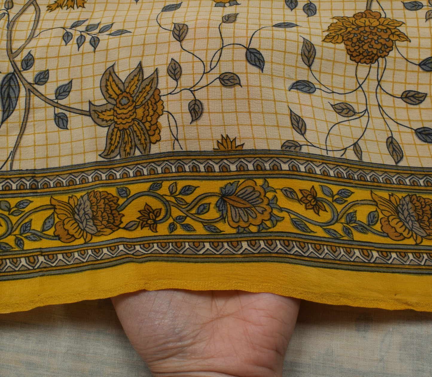 Sushila Vintage Light Brown Saree Pure Crepe Silk Printed Floral Soft Fabric