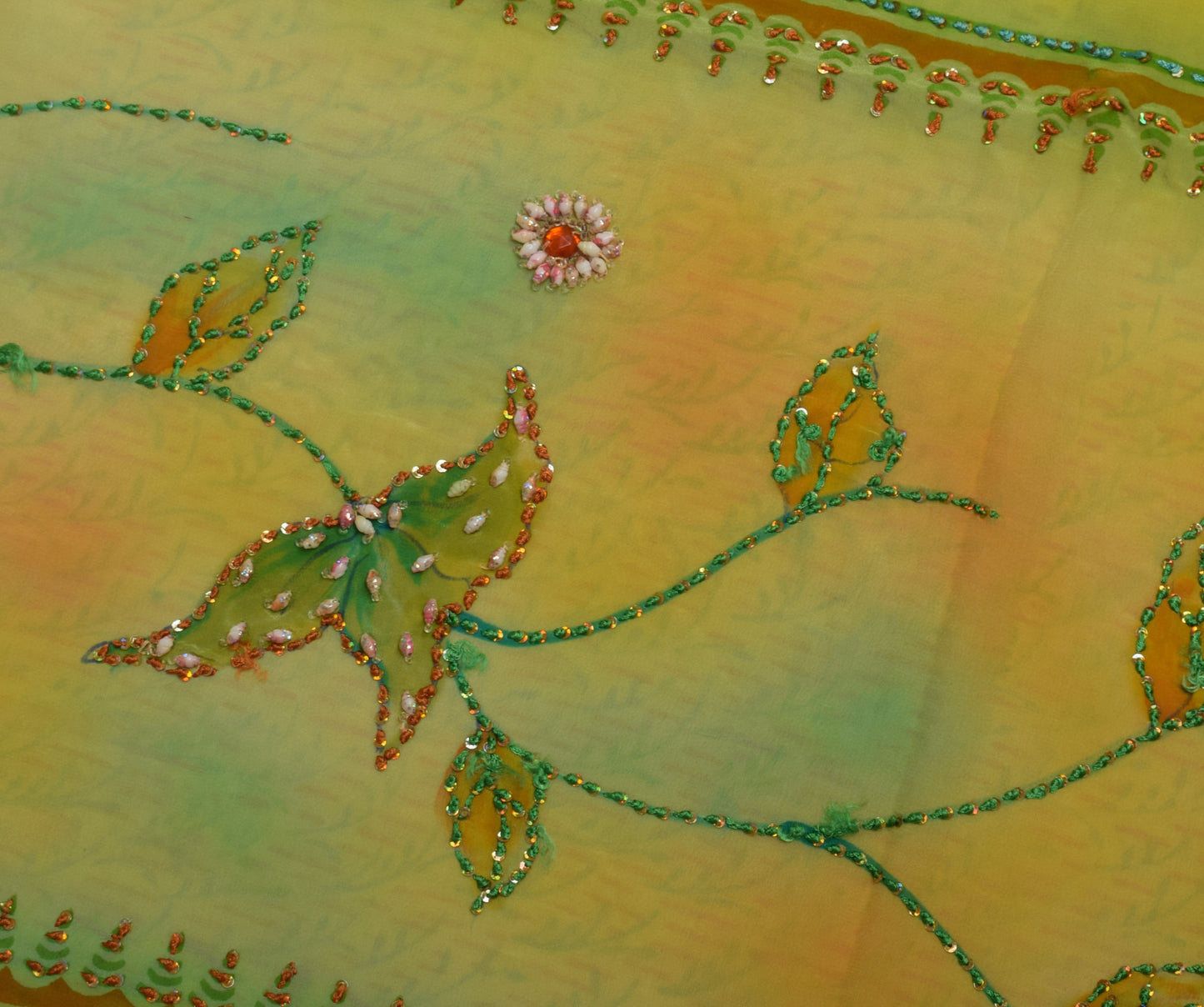 Sushila Vintage Indian Saree 100% Pure Crepe Silk Printed Floral Soft Fabric