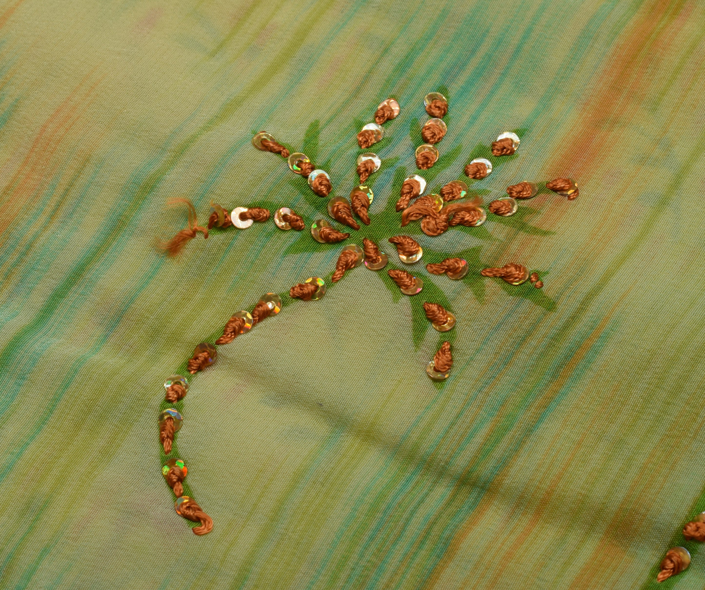 Sushila Vintage Indian Saree 100% Pure Crepe Silk Printed Floral Soft Fabric