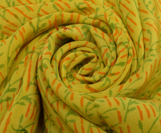 Sushila Vintage Indian Saree 100% Pure Crepe Silk Printed Floral Soft Fabric