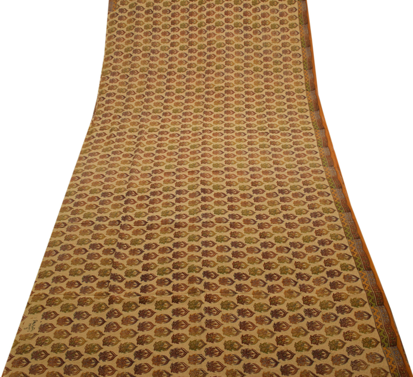 Sushila Vintage Brown Saree 100% Pure Crepe Silk Printed Floral Soft Fabric