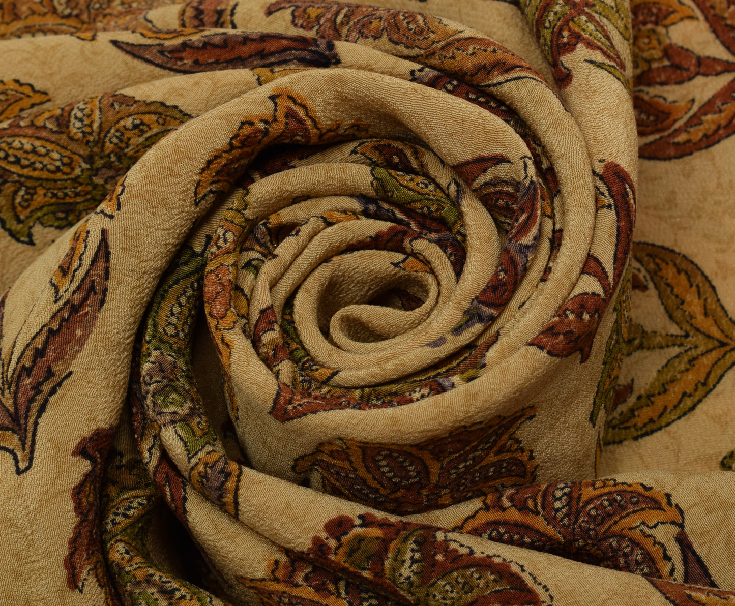 Sushila Vintage Brown Saree 100% Pure Crepe Silk Printed Floral Soft Fabric