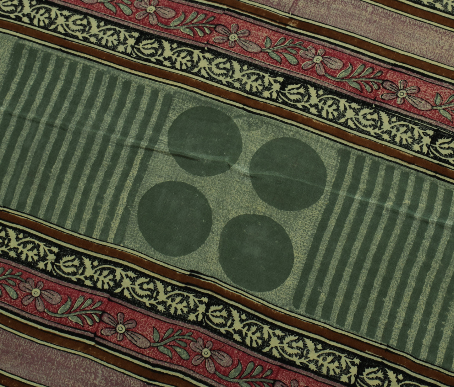 Sushila Vintage Green Saree 100% Pure Crepe Silk Printed Floral Soft Fabric