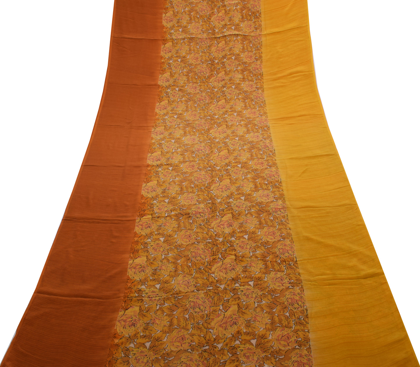 Sushila Vintage Indian Saree 100% Pure Crepe Silk Printed Floral Soft Fabric