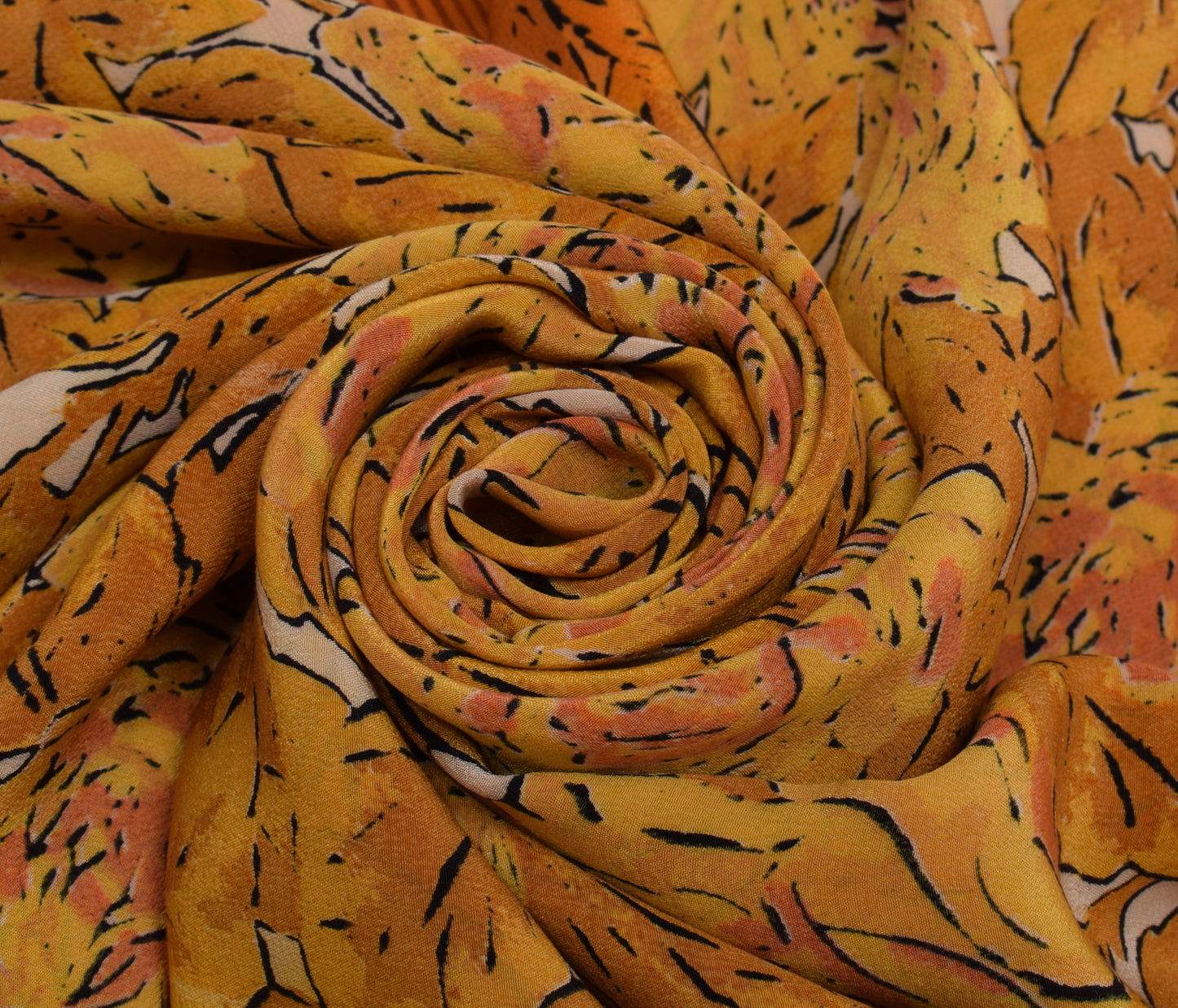 Sushila Vintage Indian Saree 100% Pure Crepe Silk Printed Floral Soft Fabric