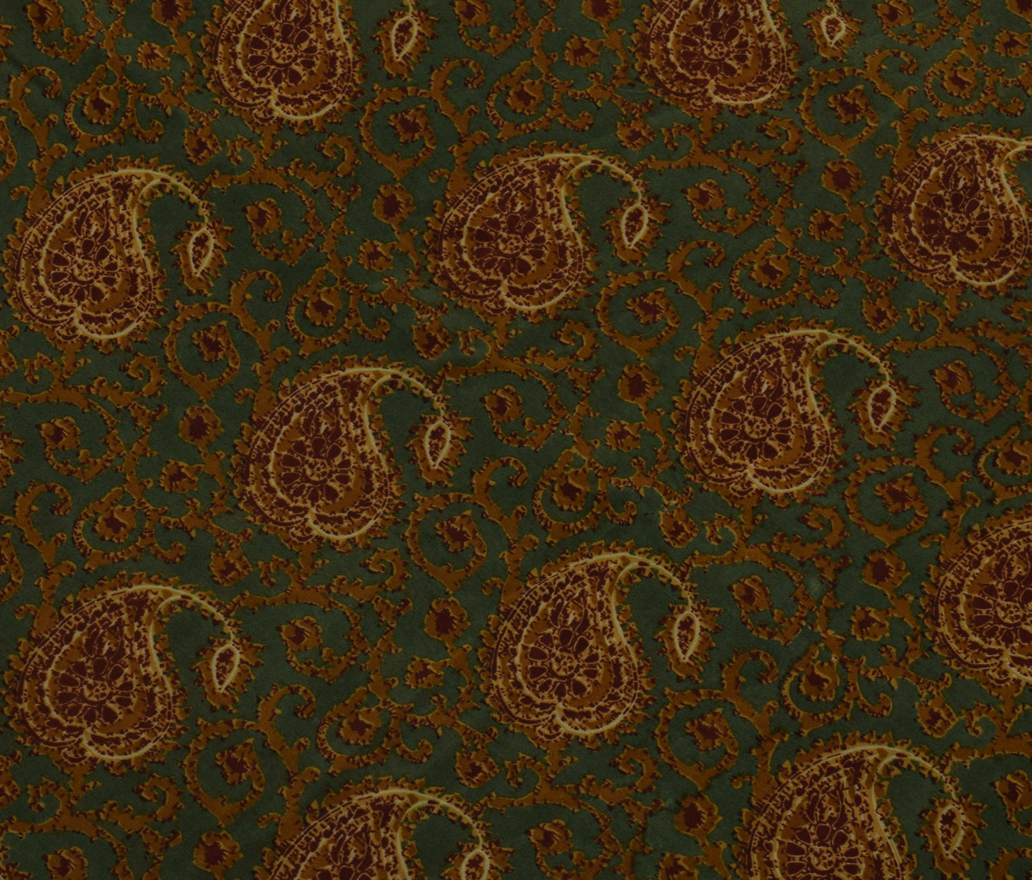 Sushila Vintage Green Saree 100% Pure Crepe Silk Printed Paisley Soft Fabric