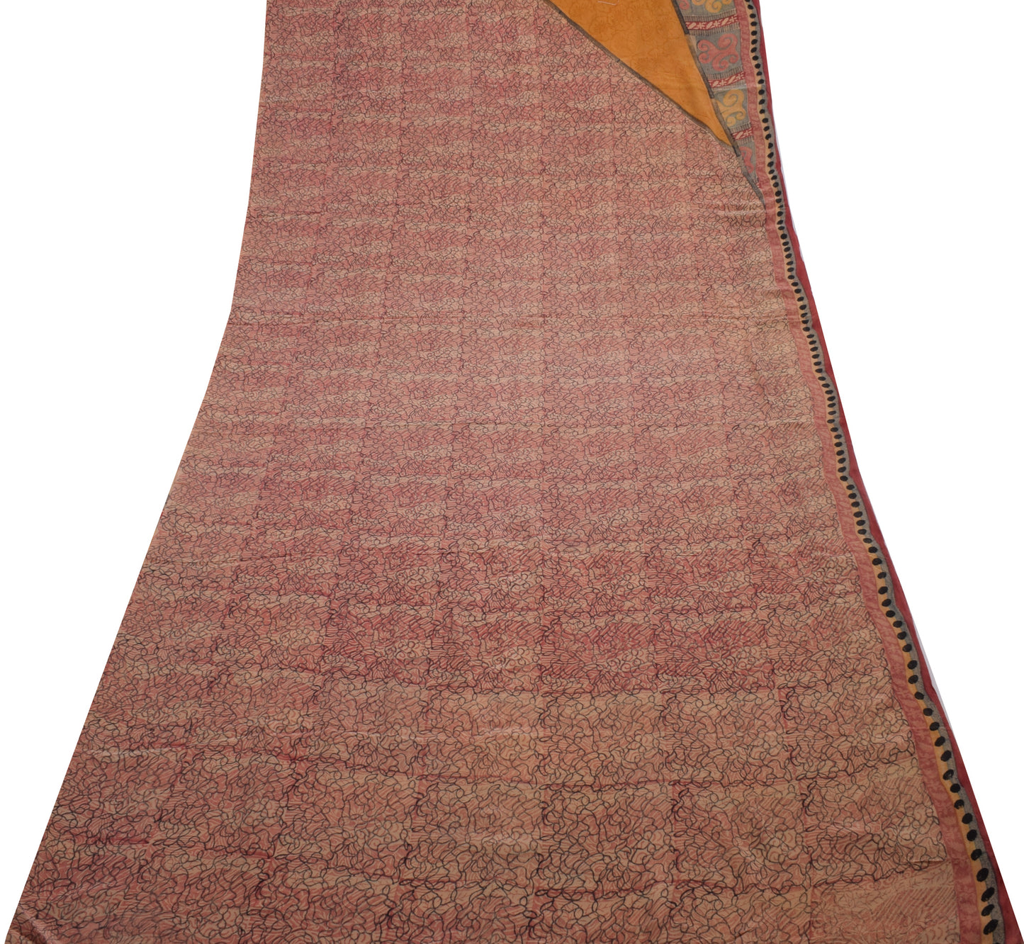 Sushila Vintage Indian Saree 100% Pure Crepe Silk Printed 5 Yard Soft Fabric