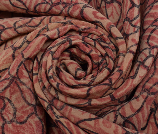 Sushila Vintage Indian Saree 100% Pure Crepe Silk Printed 5 Yard Soft Fabric