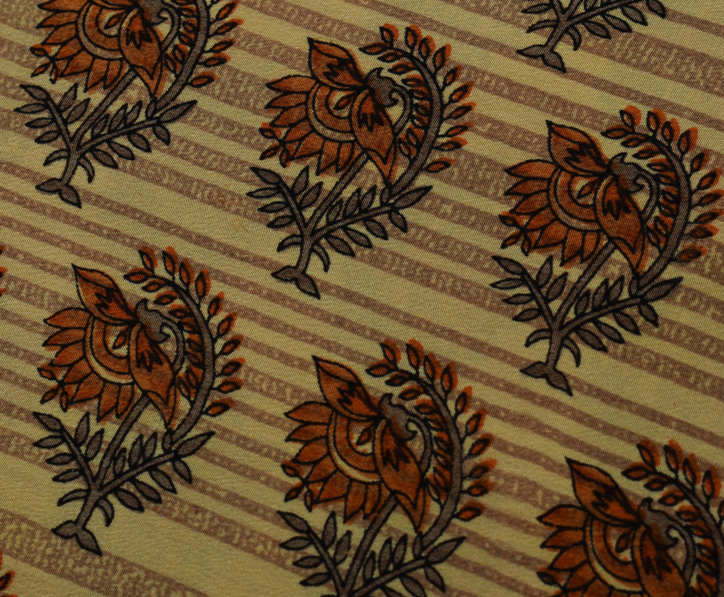 Sushila Vintage Cream Saree 100% Pure Crepe Silk Printed Floral Soft Fabric