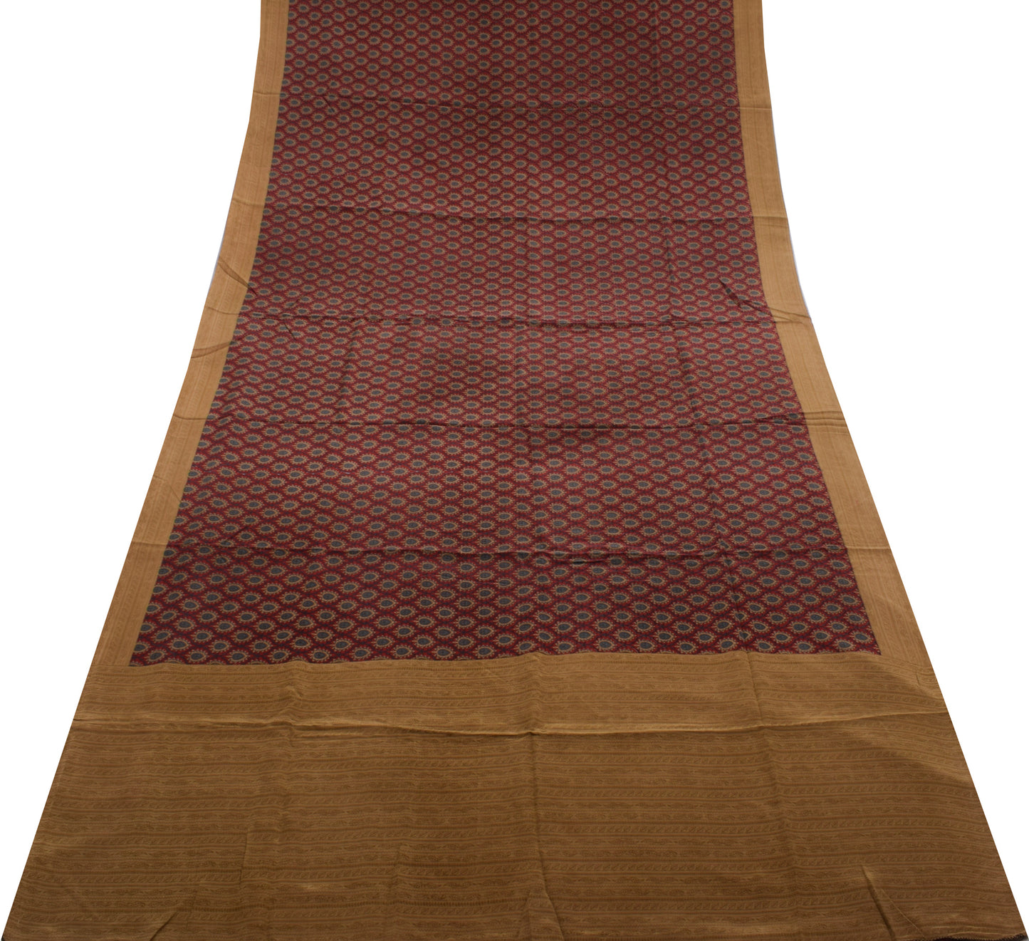 Sushila Vintage Maroon Saree 100% Pure Crepe Silk Printed Floral Soft Fabric