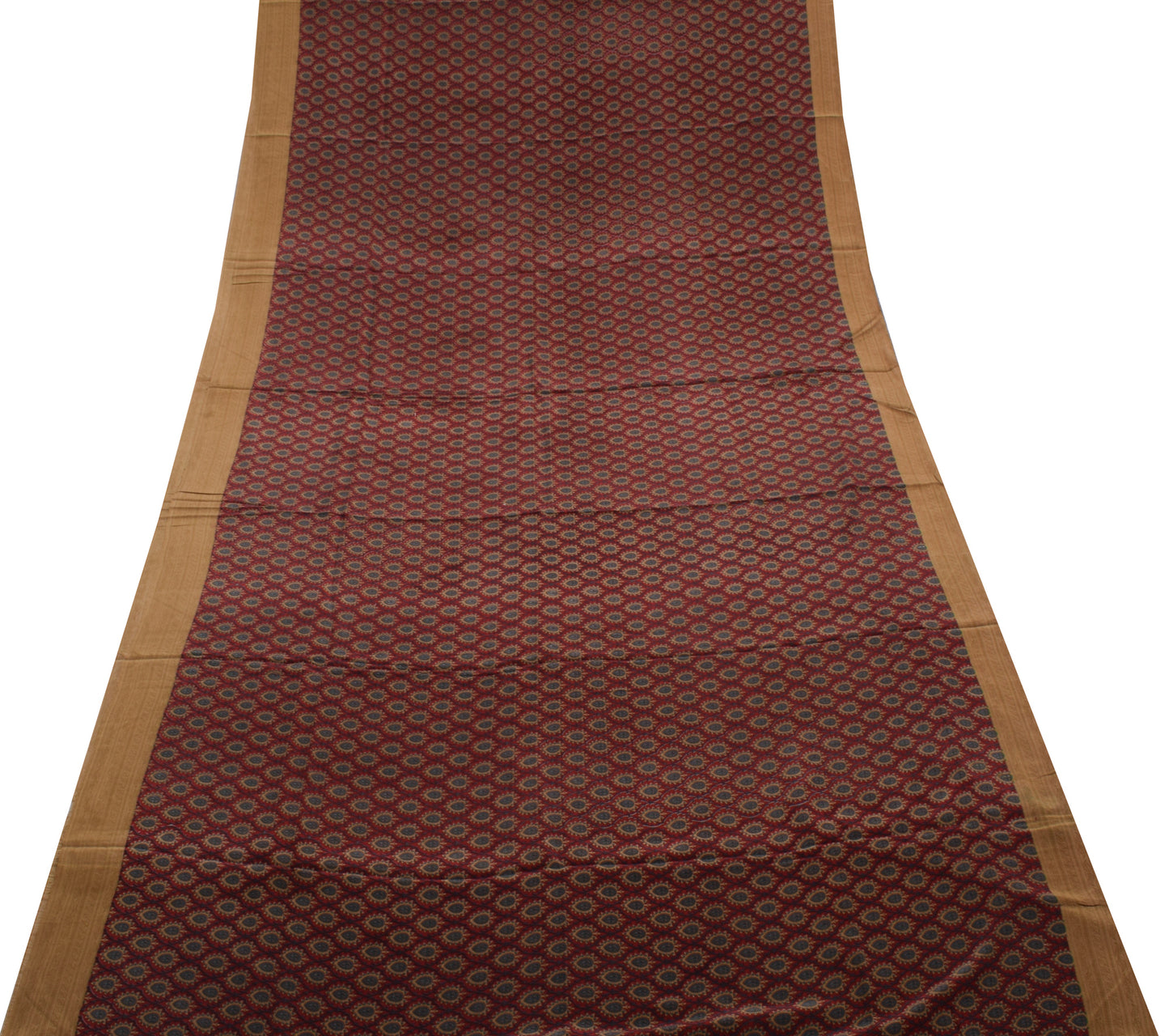 Sushila Vintage Maroon Saree 100% Pure Crepe Silk Printed Floral Soft Fabric