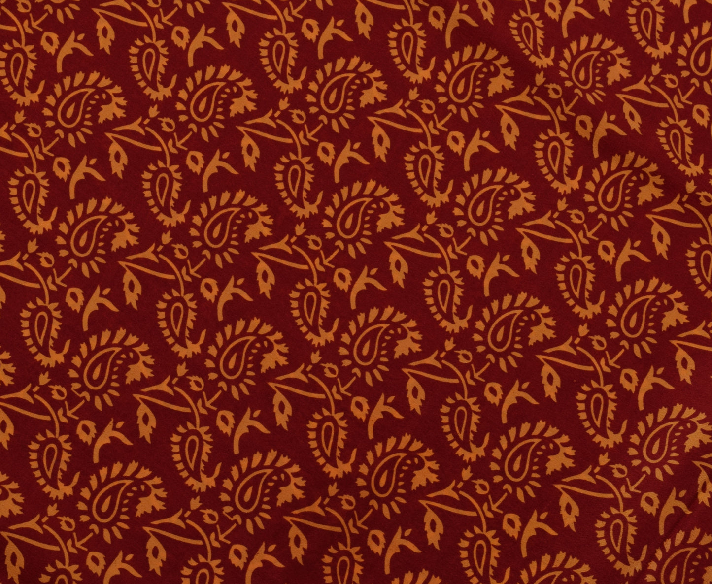 Sushila Vintage Maroon Saree 100% Pure Crepe Silk Printed Paisley Soft Fabric
