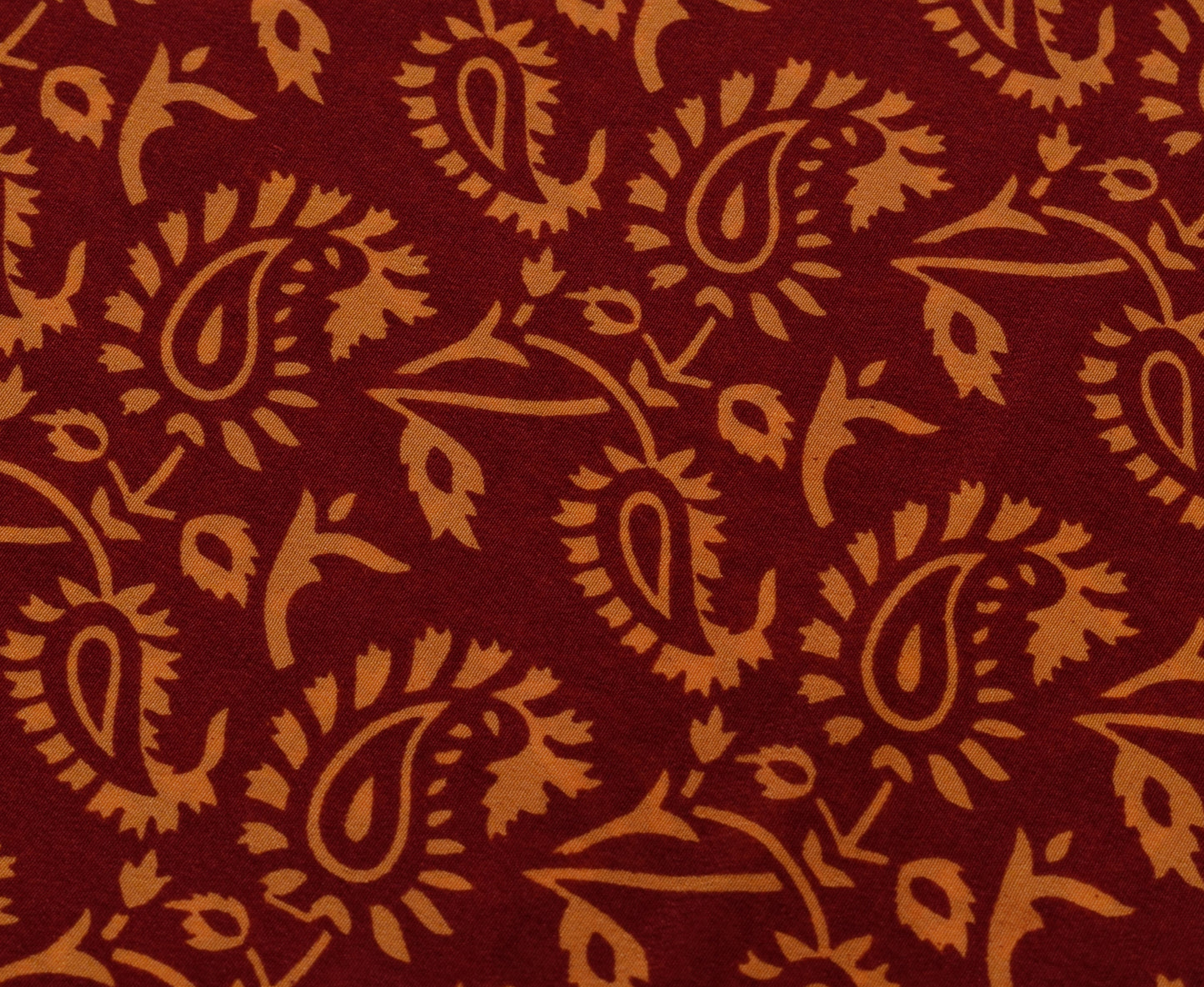 Sushila Vintage Maroon Saree 100% Pure Crepe Silk Printed Paisley Soft Fabric