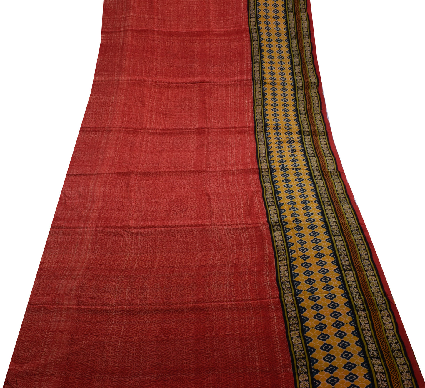 Sushila Vintage Indian Saree 100% Pure Crepe Silk Printed 5 Yard Soft Fabric