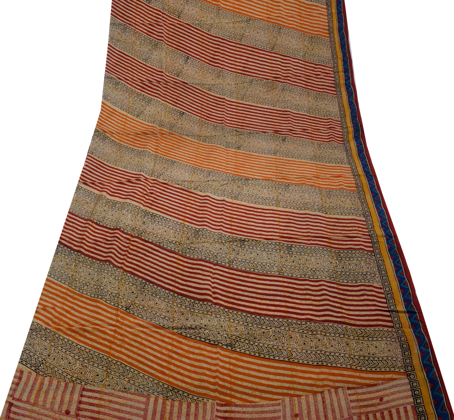 Sushila Vintage Indian Sari 100% Pure Georgette Silk Printed 5 Yd Craft Fabric