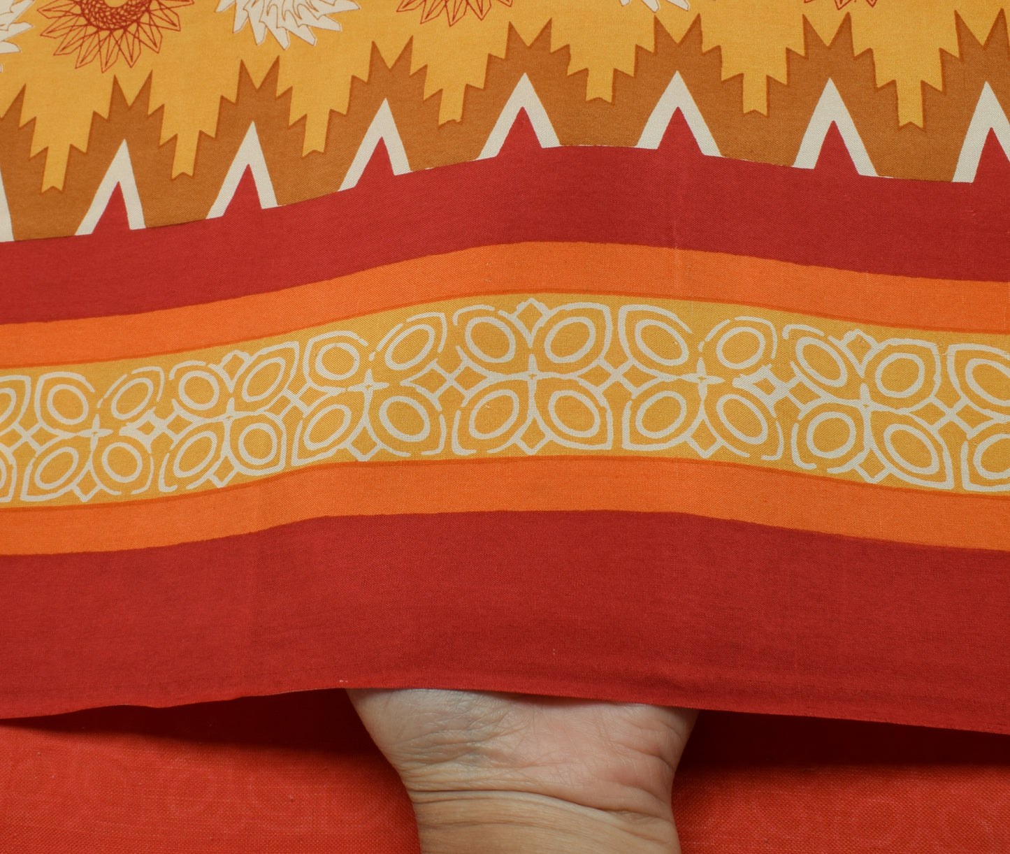 Sushila Vintage Mustard Saree 100% Pure Crepe Silk Printed 5 Yard Soft Fabric