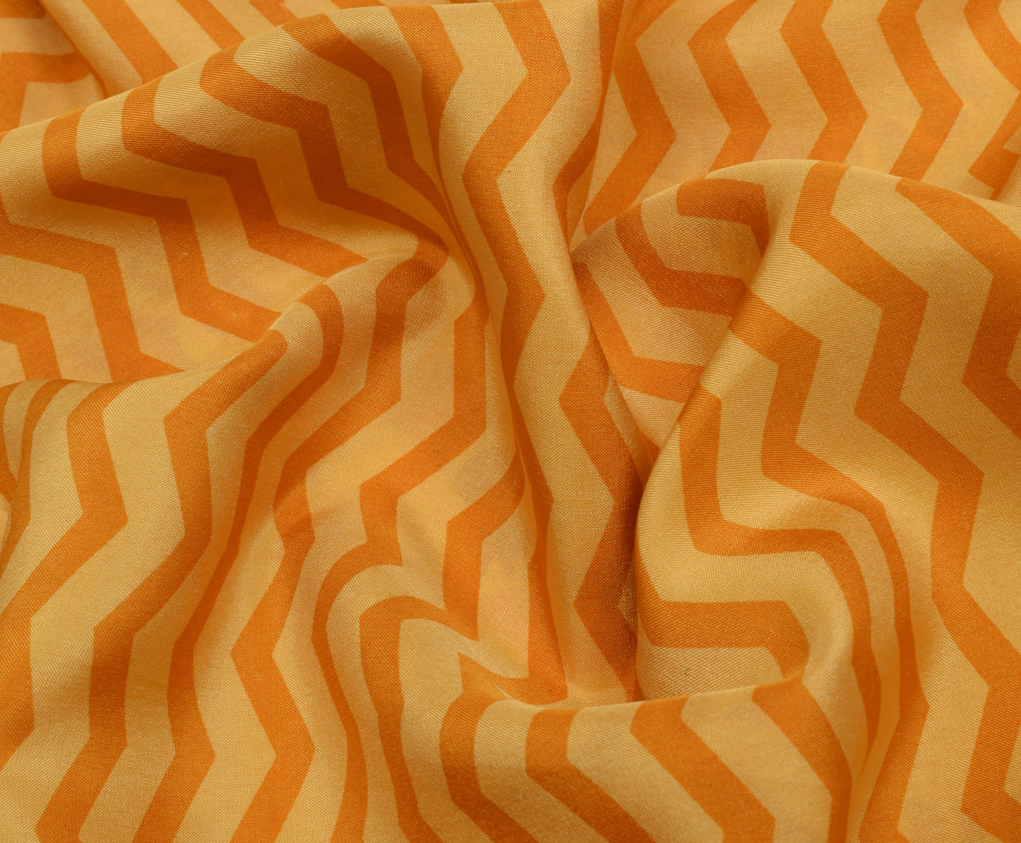 Sushila Vintage Mustard Saree 100% Pure Crepe Silk Printed 5 Yard Soft Fabric