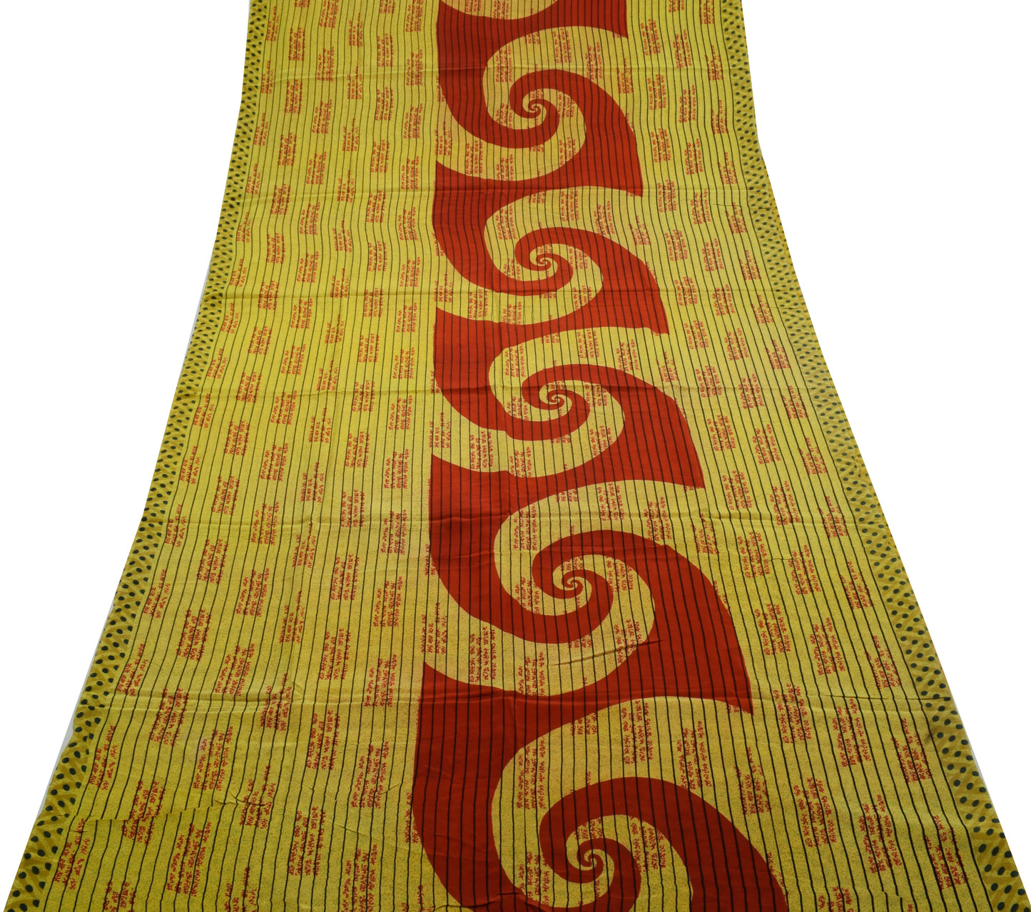 Sushila Vintage Yellow Saree 100% Pure Crepe Silk Printed 5 Yard Soft Fabric