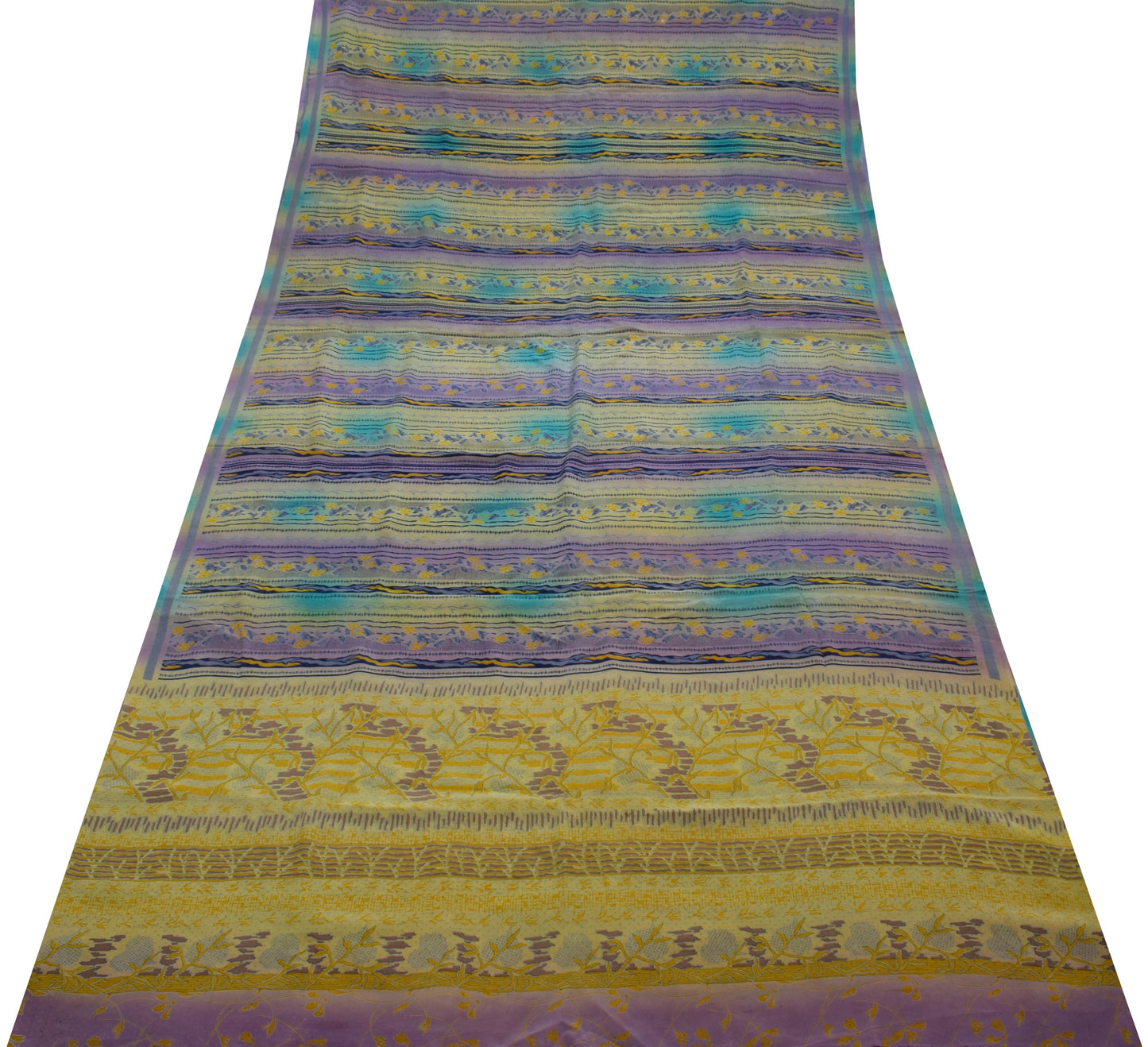 Sushila Vintage Indian Saree 100% Pure Crepe Silk Printed 5 Yard Soft Fabric