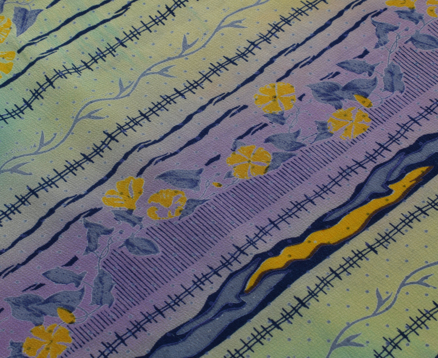 Sushila Vintage Indian Saree 100% Pure Crepe Silk Printed 5 Yard Soft Fabric