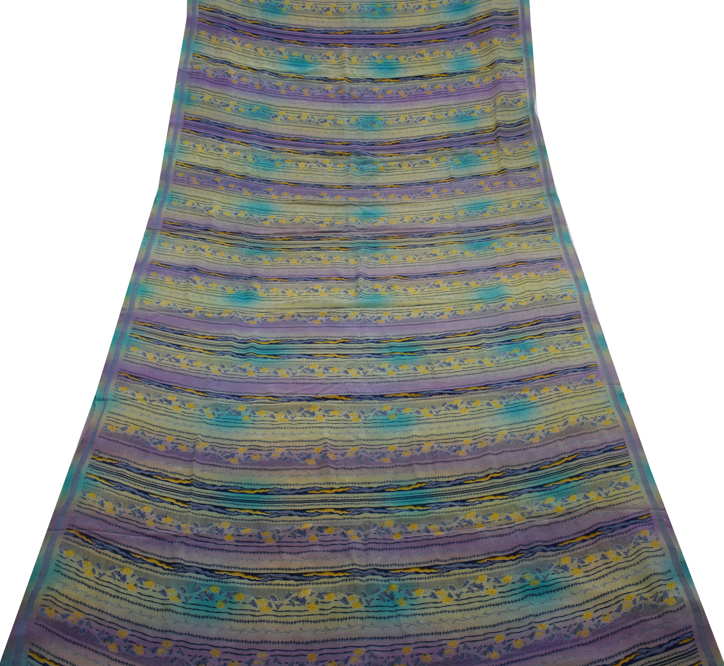 Sushila Vintage Indian Saree 100% Pure Crepe Silk Printed 5 Yard Soft Fabric