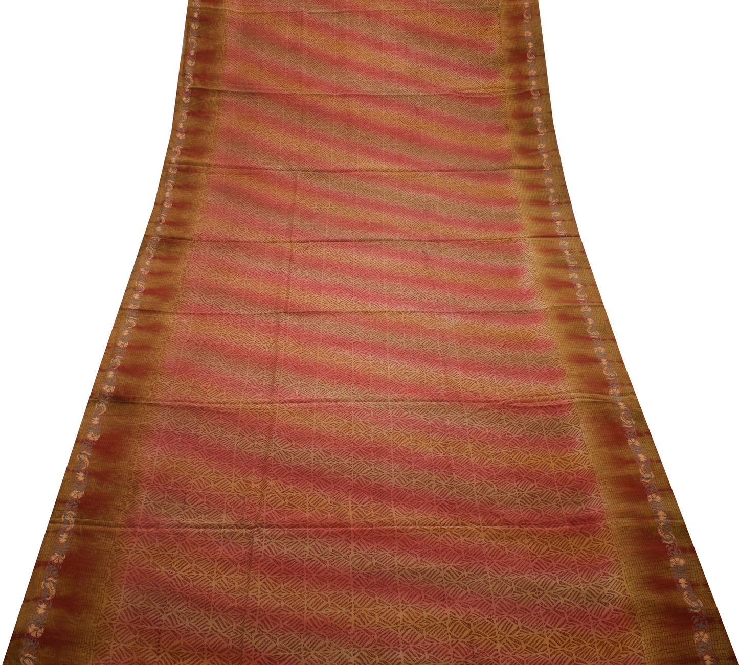 Sushila Vintage Indian Saree 100% Pure Crepe Silk Printed 5 Yard Soft Fabric