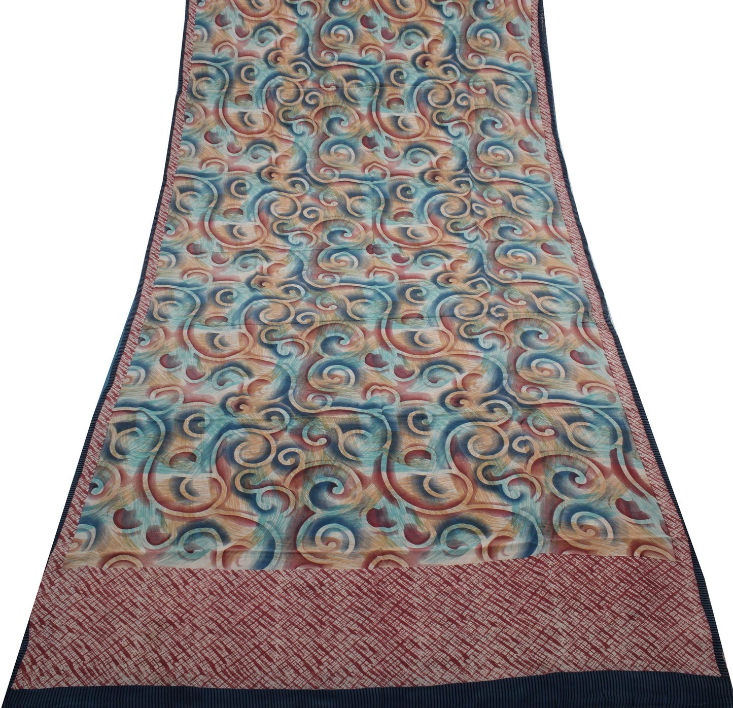 Sushila Vintage Indian Saree 100% Pure Crepe Silk Printed Soft Craft Sari Fabric