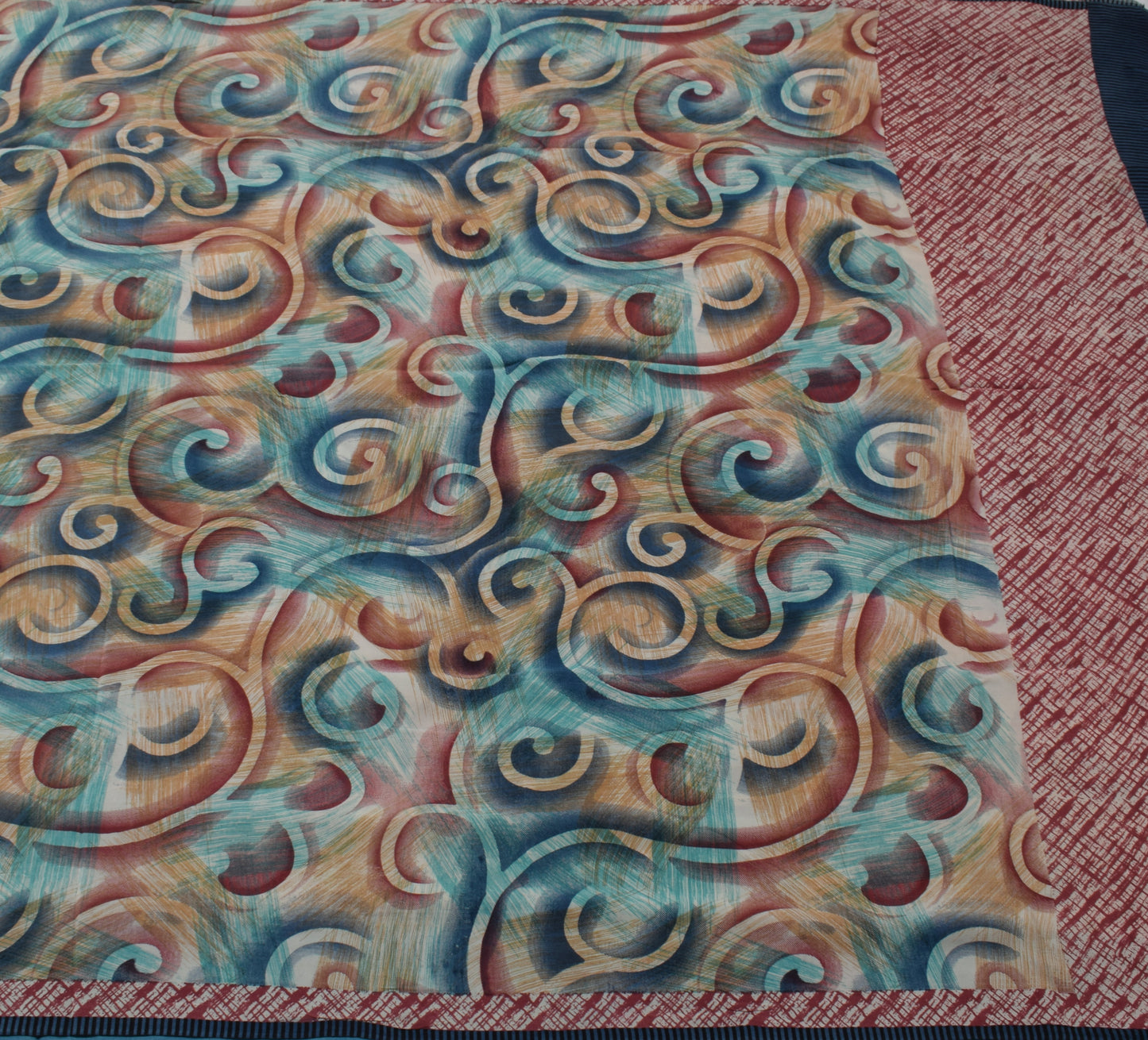 Sushila Vintage Indian Saree 100% Pure Crepe Silk Printed Soft Craft Sari Fabric