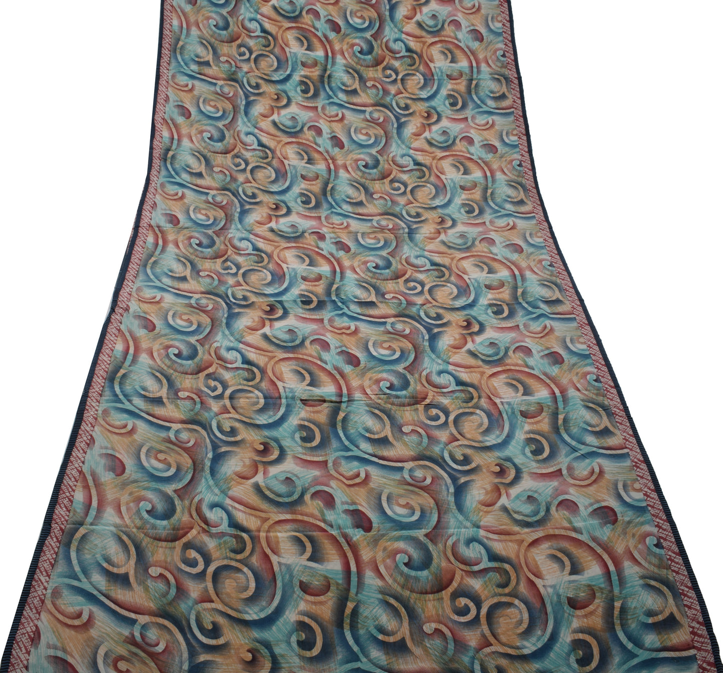 Sushila Vintage Indian Saree 100% Pure Crepe Silk Printed Soft Craft Sari Fabric