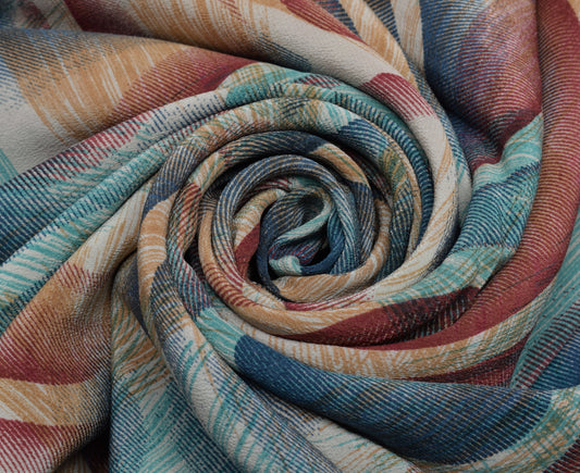 Sushila Vintage Indian Saree 100% Pure Crepe Silk Printed Soft Craft Sari Fabric