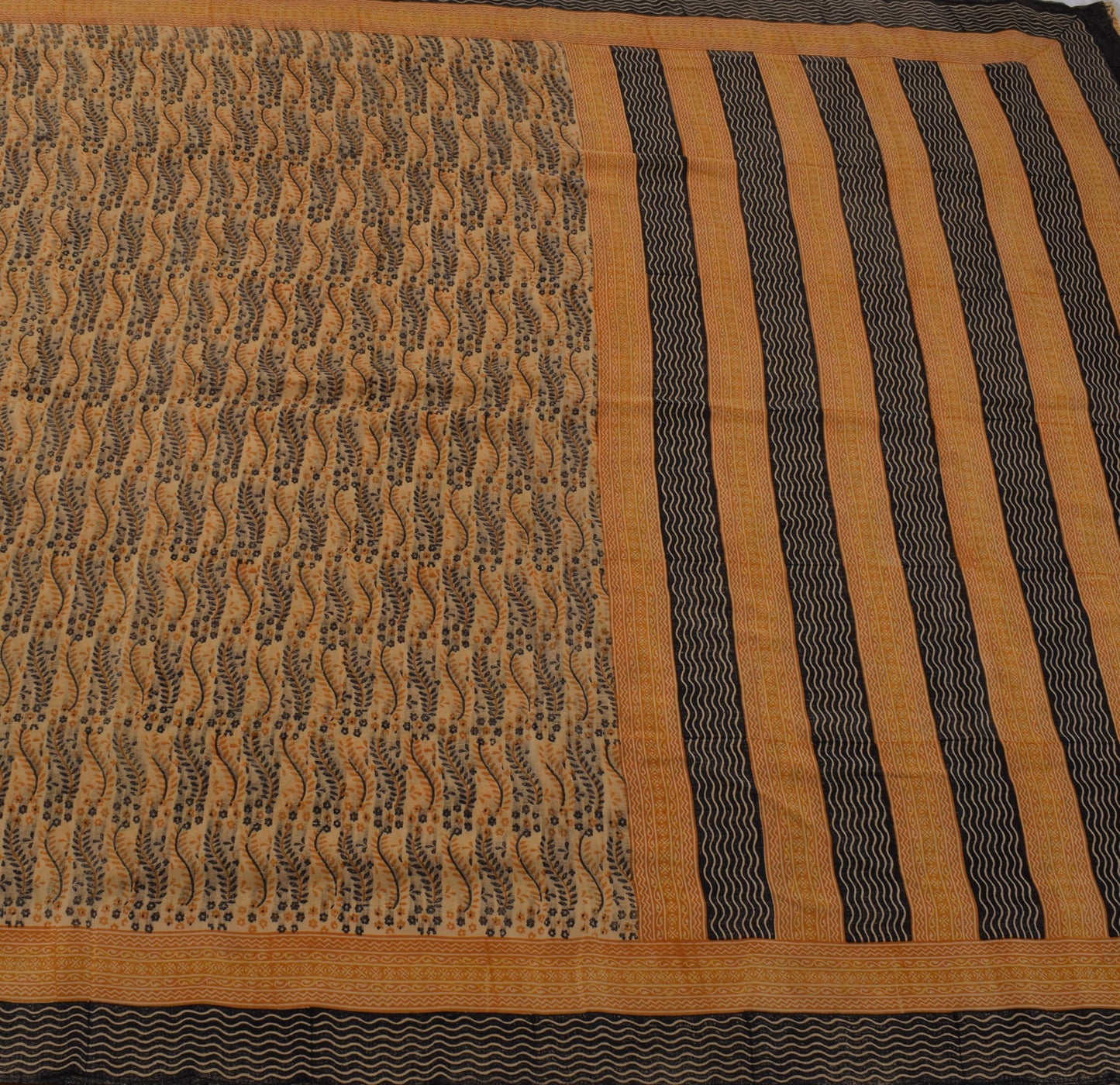 Sushila Vintage Light Brown Saree Pure Crepe Silk Printed Floral Soft Fabric