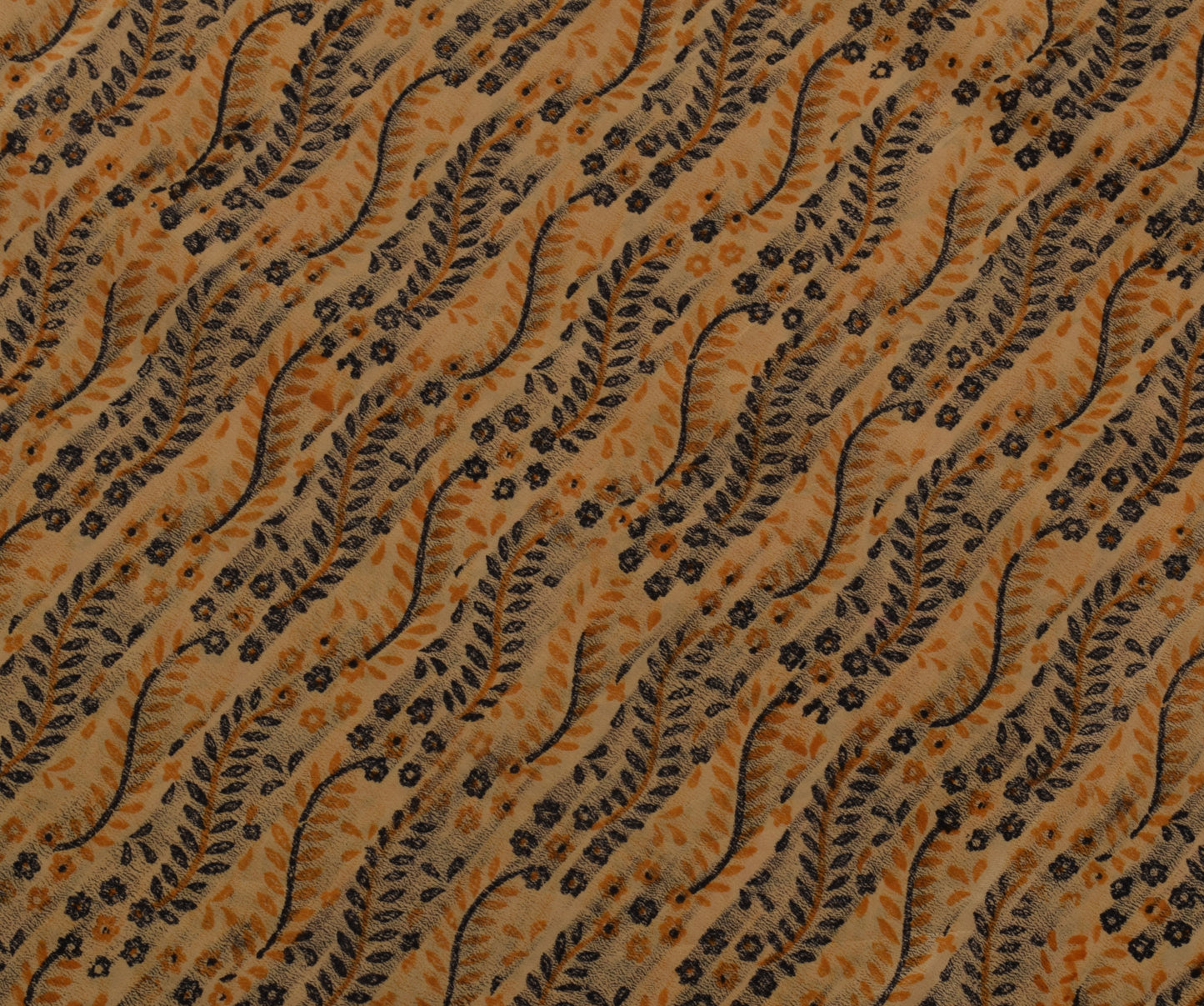 Sushila Vintage Light Brown Saree Pure Crepe Silk Printed Floral Soft Fabric