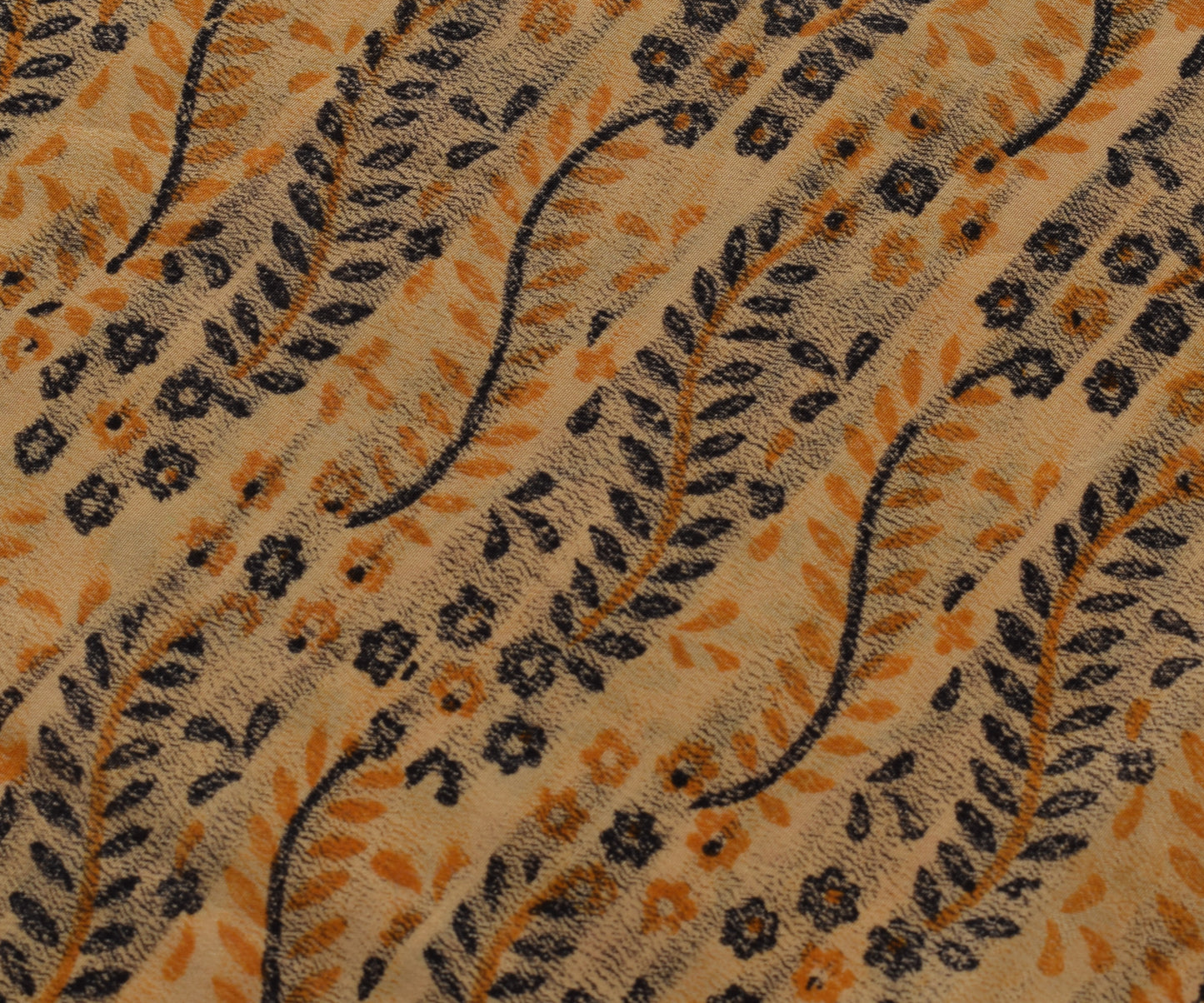 Sushila Vintage Light Brown Saree Pure Crepe Silk Printed Floral Soft Fabric