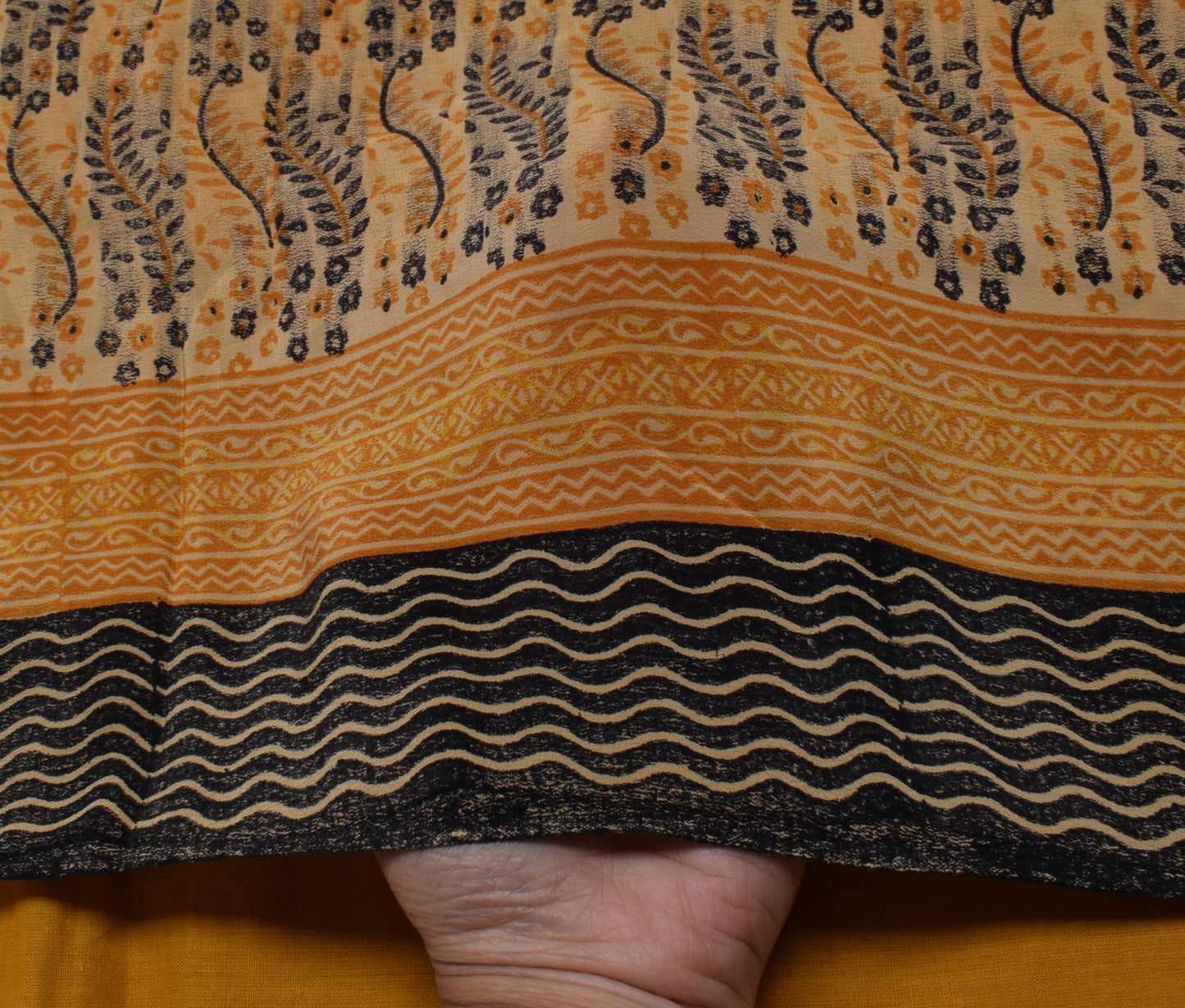 Sushila Vintage Light Brown Saree Pure Crepe Silk Printed Floral Soft Fabric