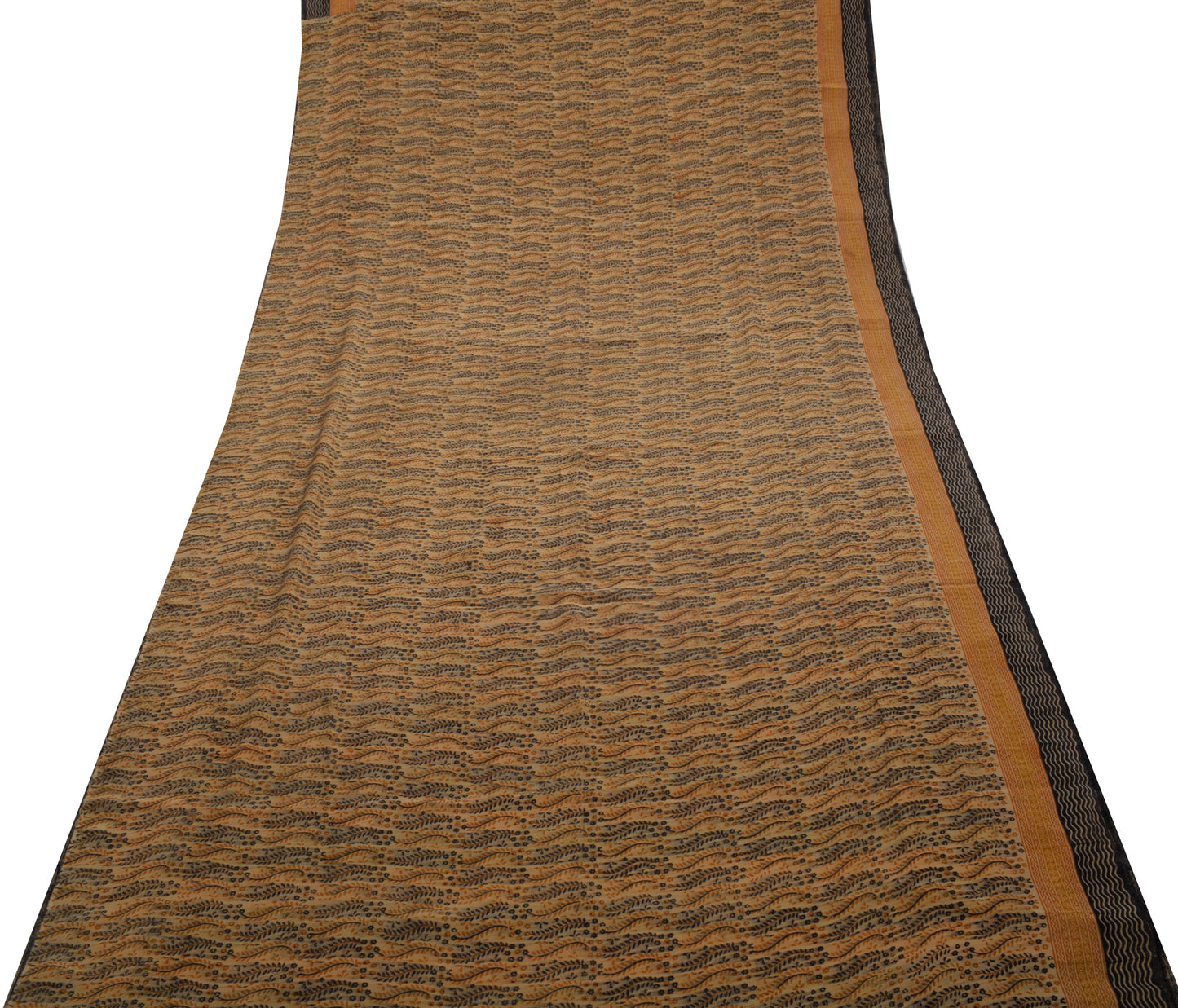 Sushila Vintage Light Brown Saree Pure Crepe Silk Printed Floral Soft Fabric