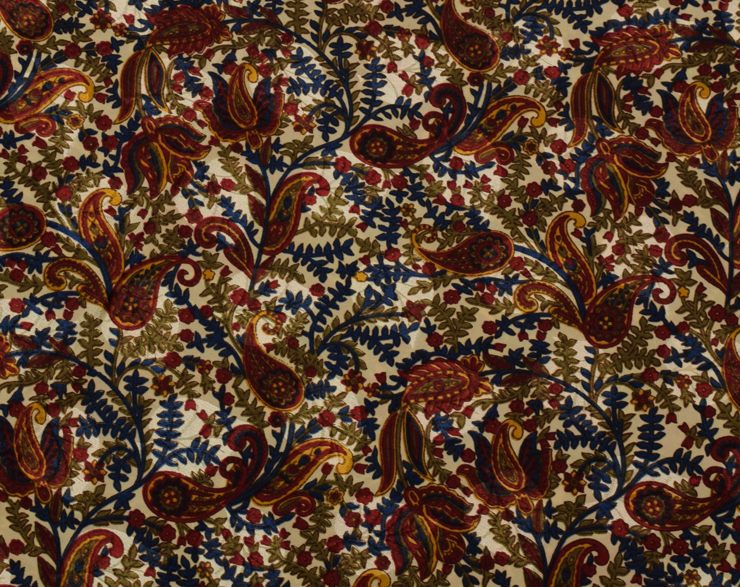 Sushila Vintage Cream Saree Blend Crepe Silk Printed Floral Soft 5 Yard Fabric