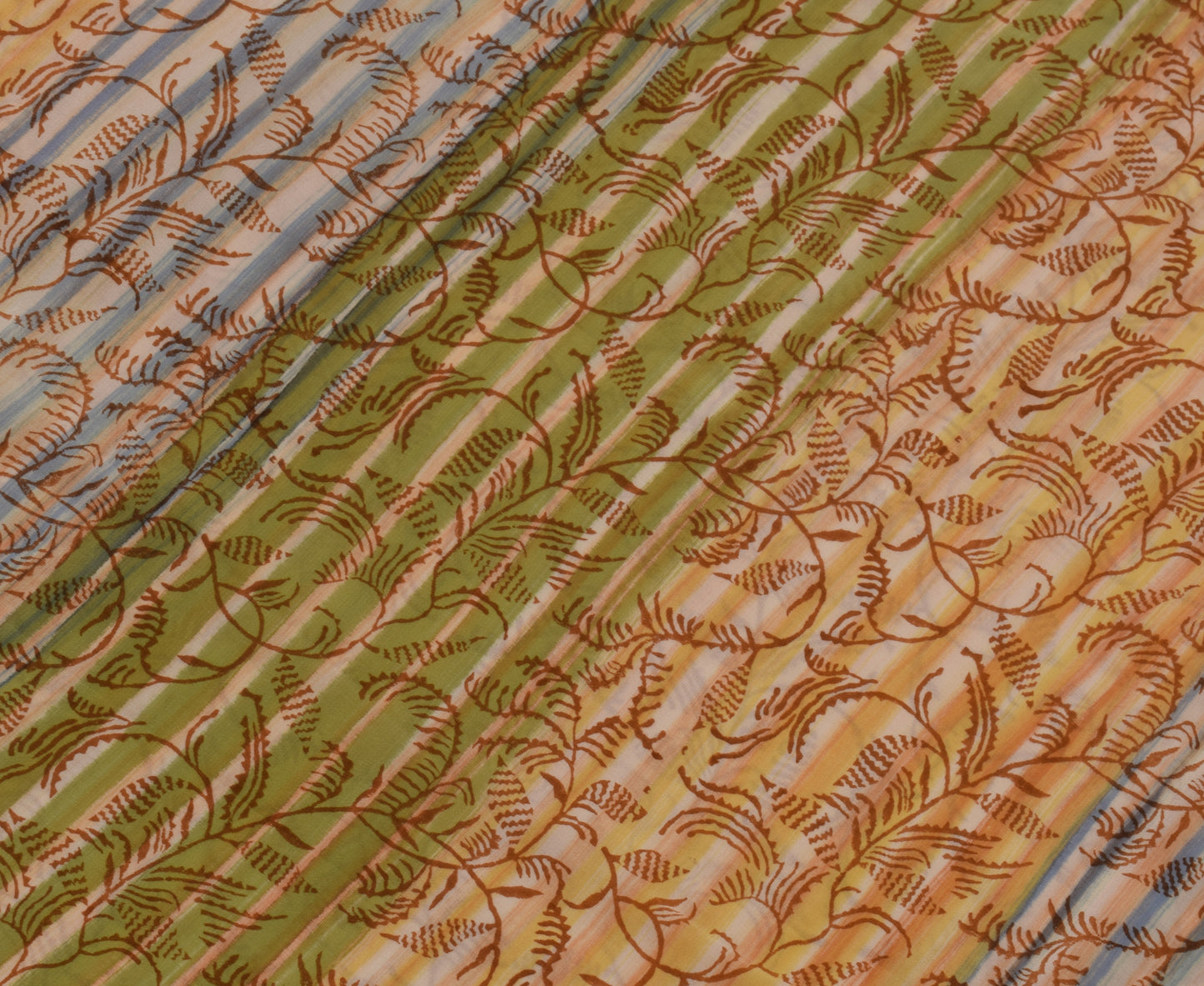 Sushila Vintage Indian Saree 100% Pure Crepe Silk Printed Floral Soft Fabric