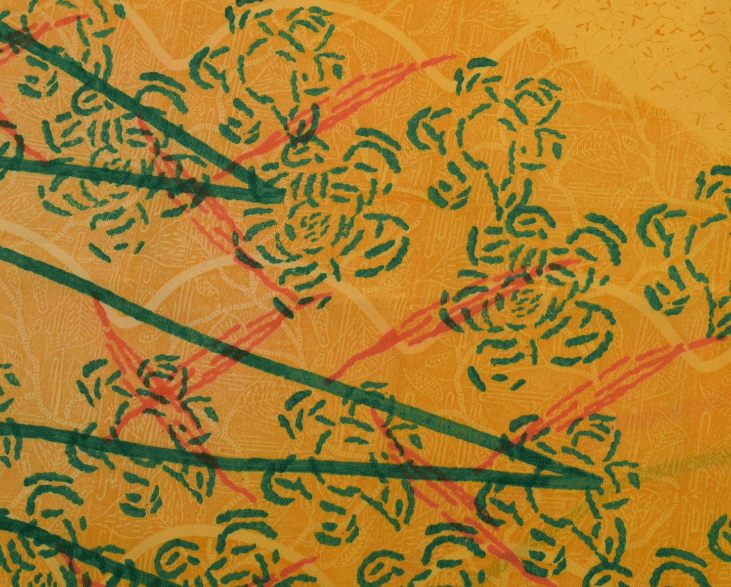 Sushila Vintage Yellow Indian Saree 100% Pure Crepe Silk Printed Soft Fabric