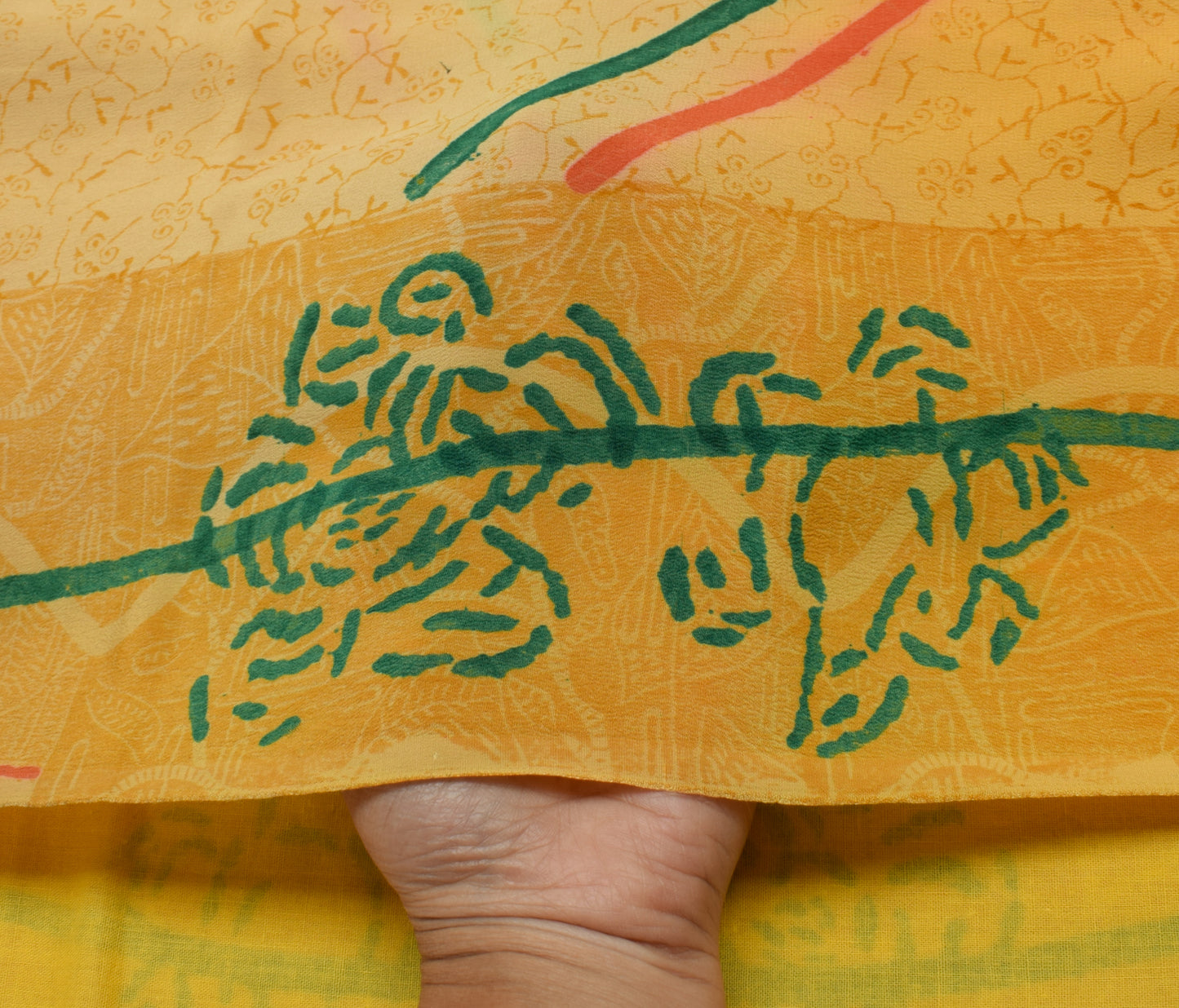 Sushila Vintage Yellow Indian Saree 100% Pure Crepe Silk Printed Soft Fabric