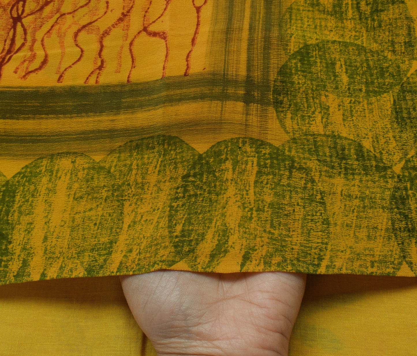 Sushila Vintage Mustard Saree 100% Pure Crepe Silk Printed Floral Soft Fabric