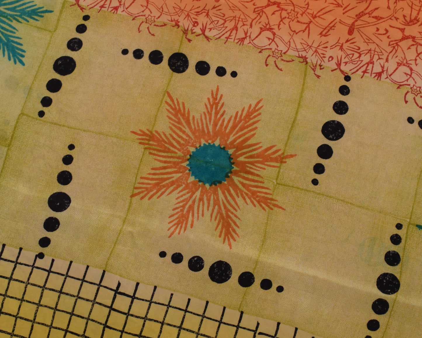 Sushila Vintage Orange Saree 100% Pure Crepe Silk Printed 5 Yard Soft Fabric