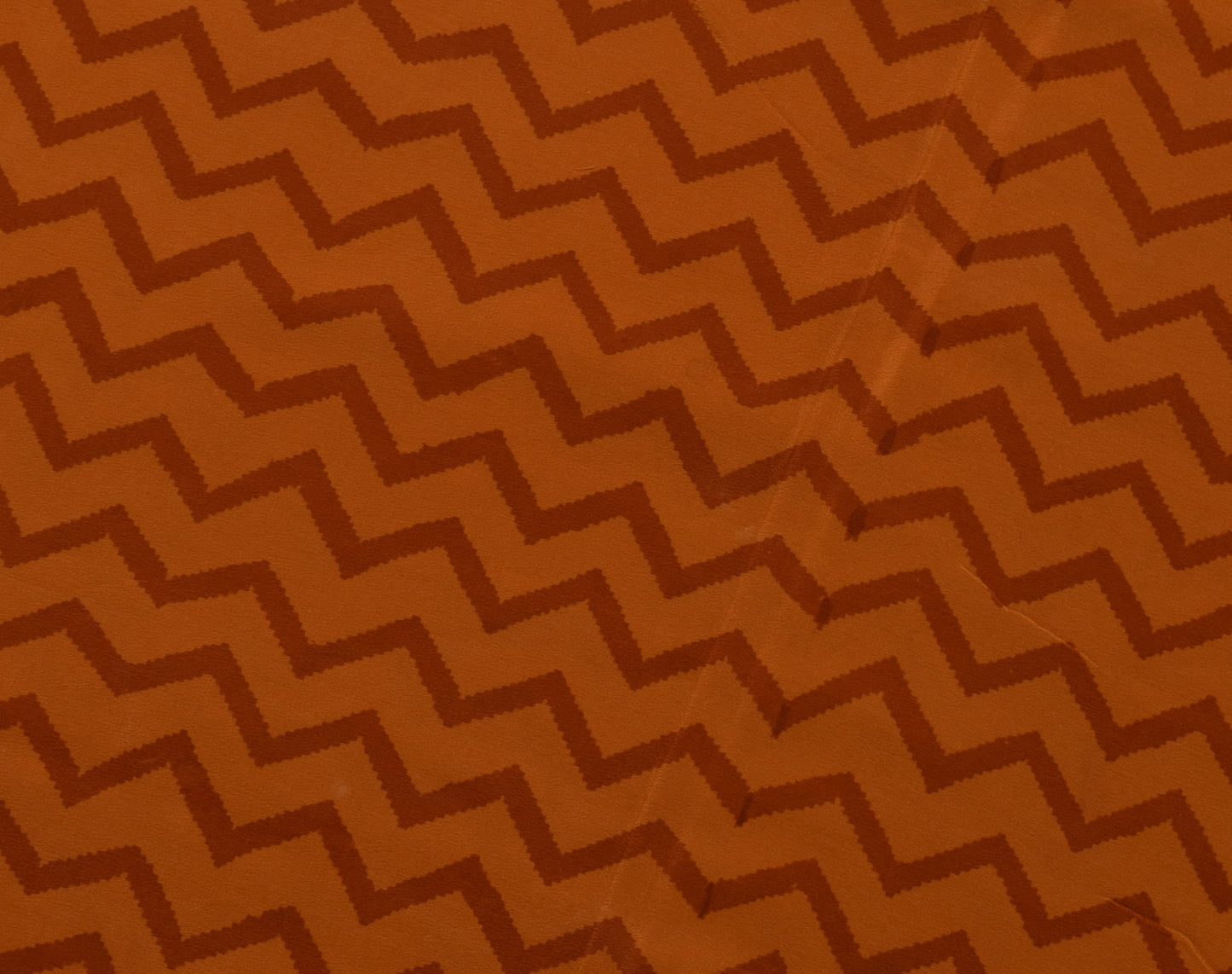 Sushila Vintage Mustard Saree 100% Pure Crepe Silk Printed Zig-Zag Soft Fabric