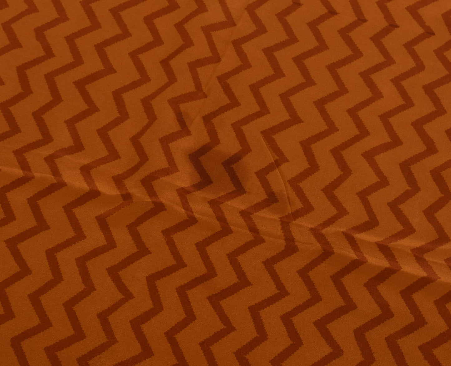 Sushila Vintage Mustard Saree 100% Pure Crepe Silk Printed Zig-Zag Soft Fabric
