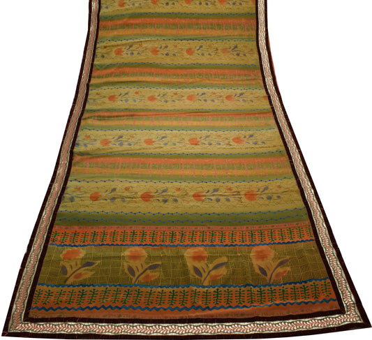 Sushila Vintage Multi-Color Saree Pure Crepe Silk Printed Floral Soft Fabric