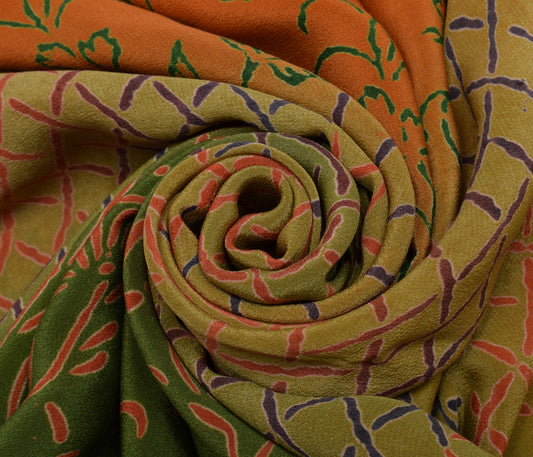 Sushila Vintage Multi-Color Saree Pure Crepe Silk Printed Floral Soft Fabric