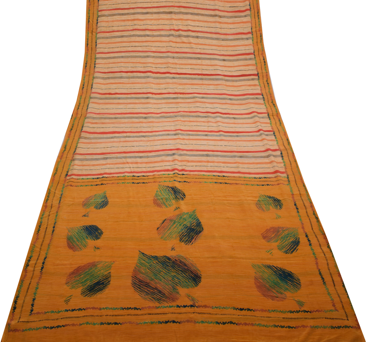 Sushila Vintage Indian Saree 100% Pure Crepe Silk Printed 5 Yard Soft Fabric