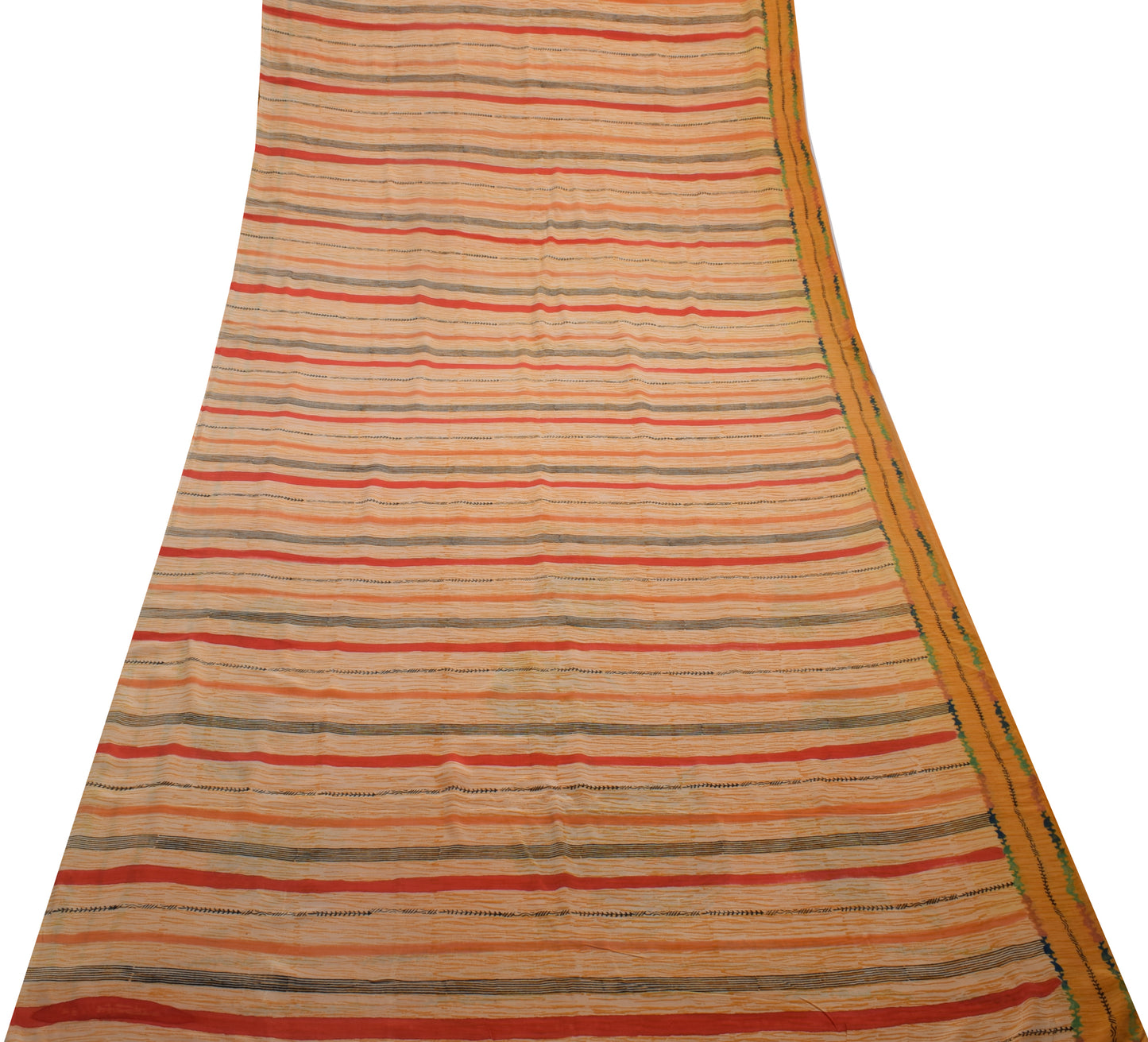 Sushila Vintage Indian Saree 100% Pure Crepe Silk Printed 5 Yard Soft Fabric