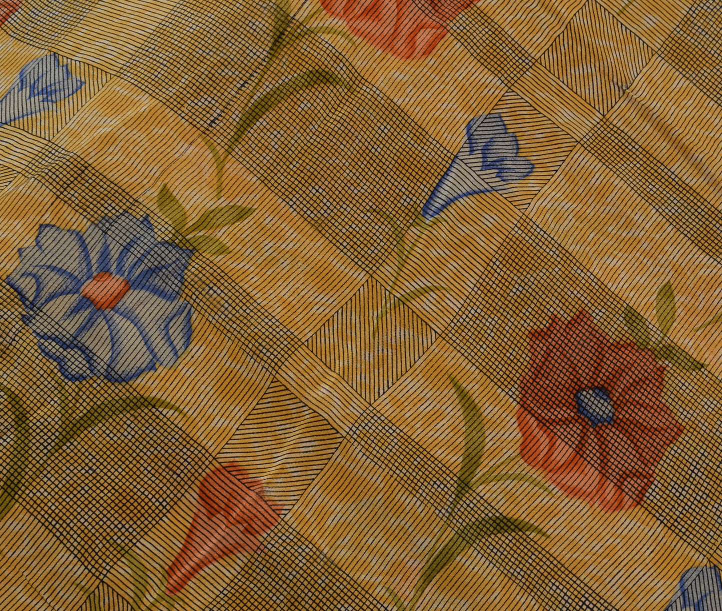 Sushila Vintage Indian Saree 100% Pure Crepe Silk Printed Floral Soft Fabric